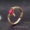 18K Latest Gold With Ruby Finger Ring